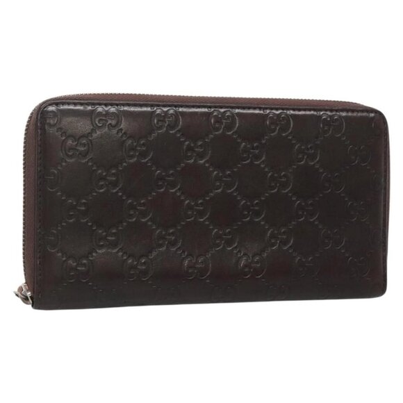 Gucci Handbags - GUCCI GG Canvas Guccissima Wallet Leather Brown Silver